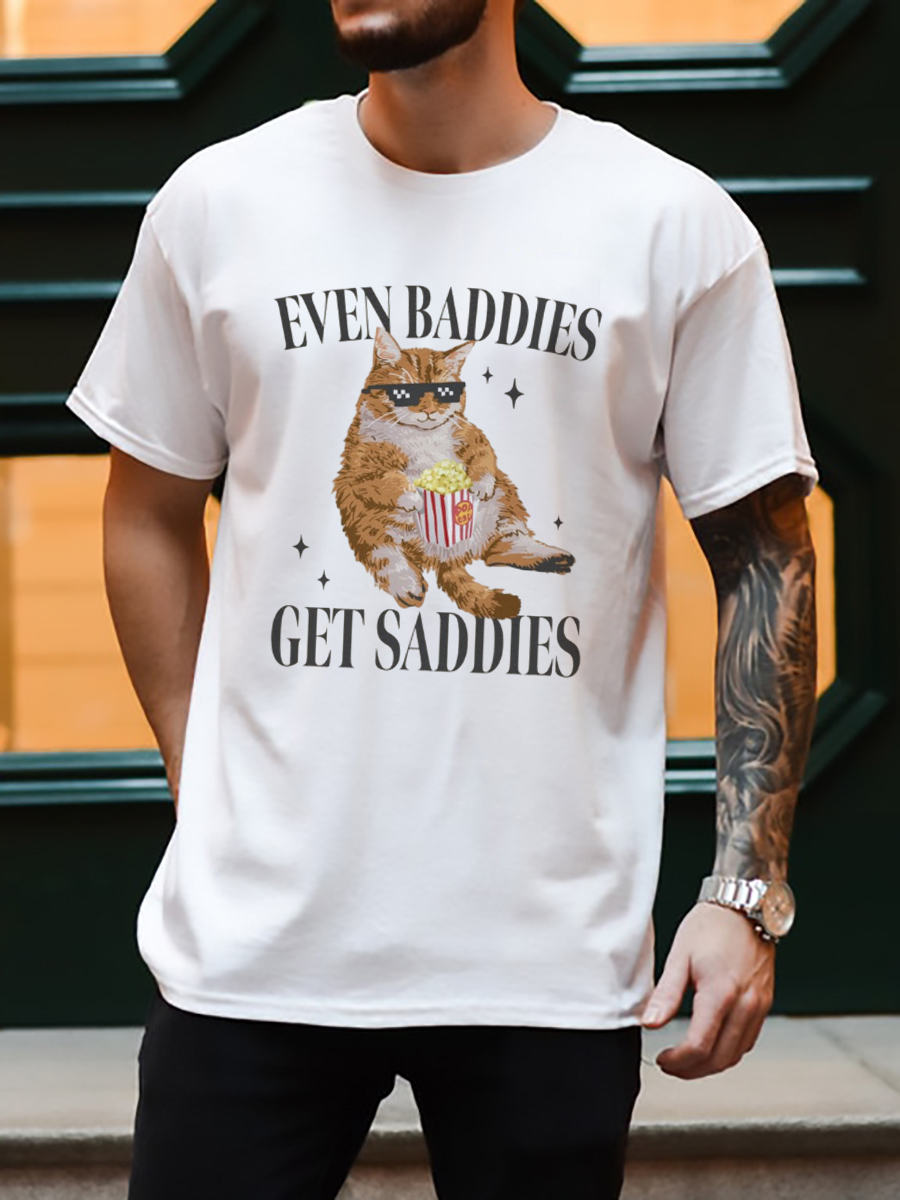 Vintage Cat Even Baddies Get Saddies T-Shirt