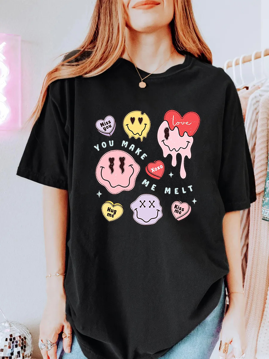 Vintage Smile Heart Oversize Graphic Tee