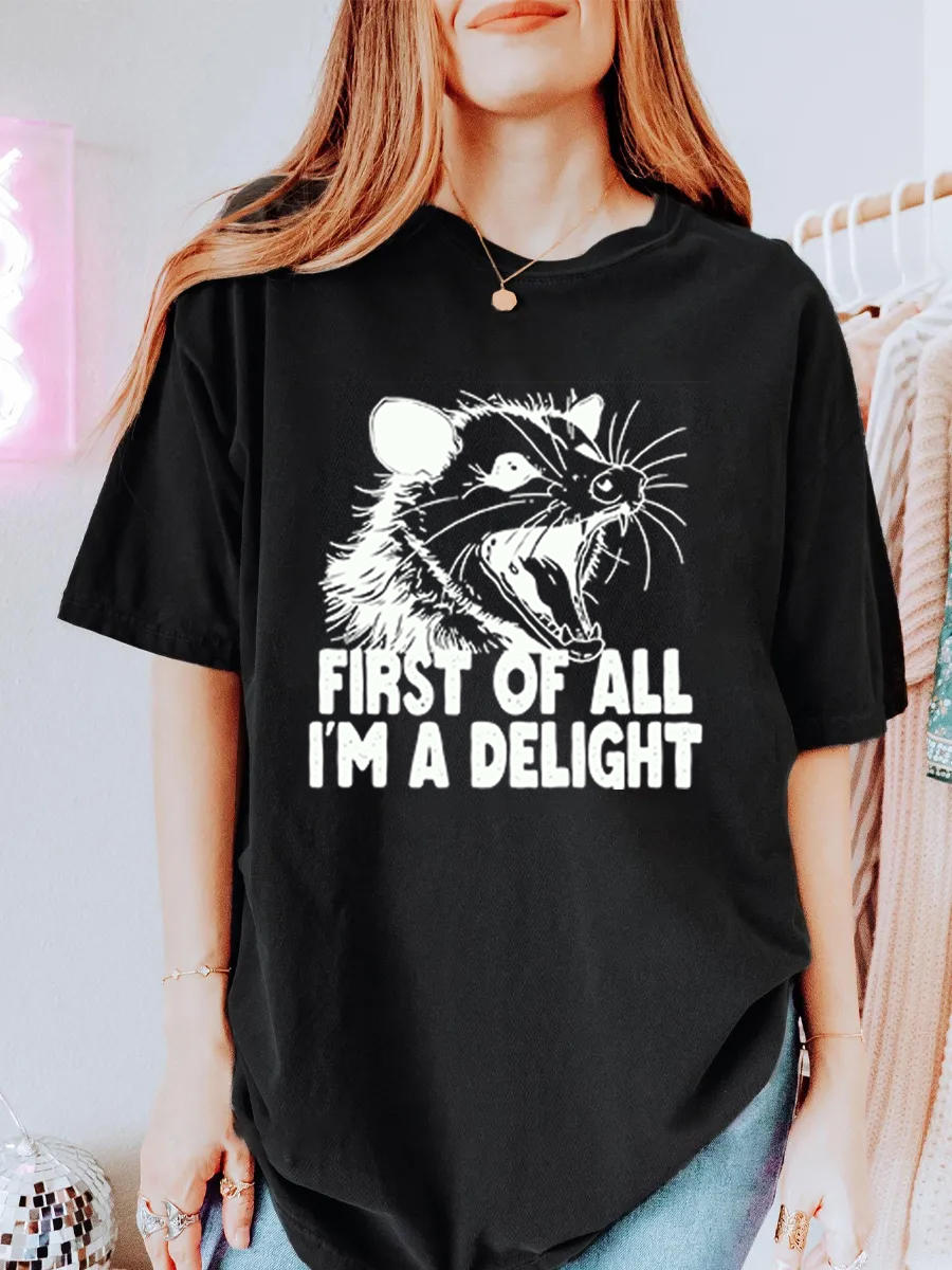 Vintage First Of All I'M A Delight Oversize Graphic Tee