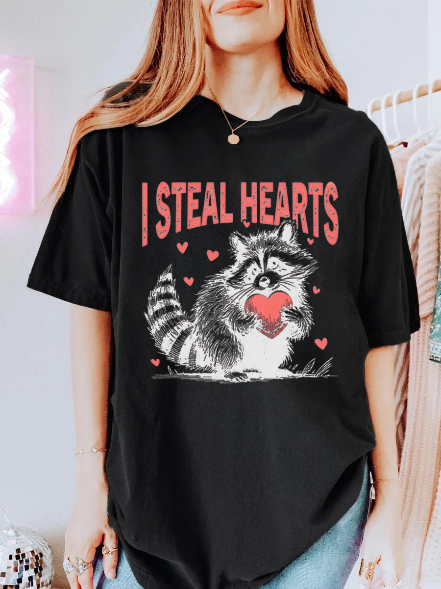 Vintage I Steal Hearts Oversize Graphic Tee