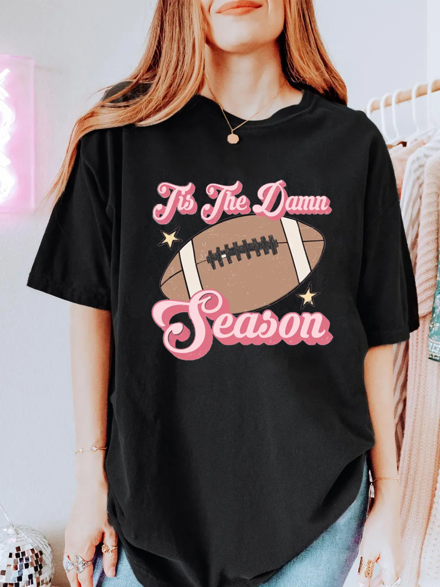 Vintage Tis The Damn Season Gameday Oversize Graphic Tee