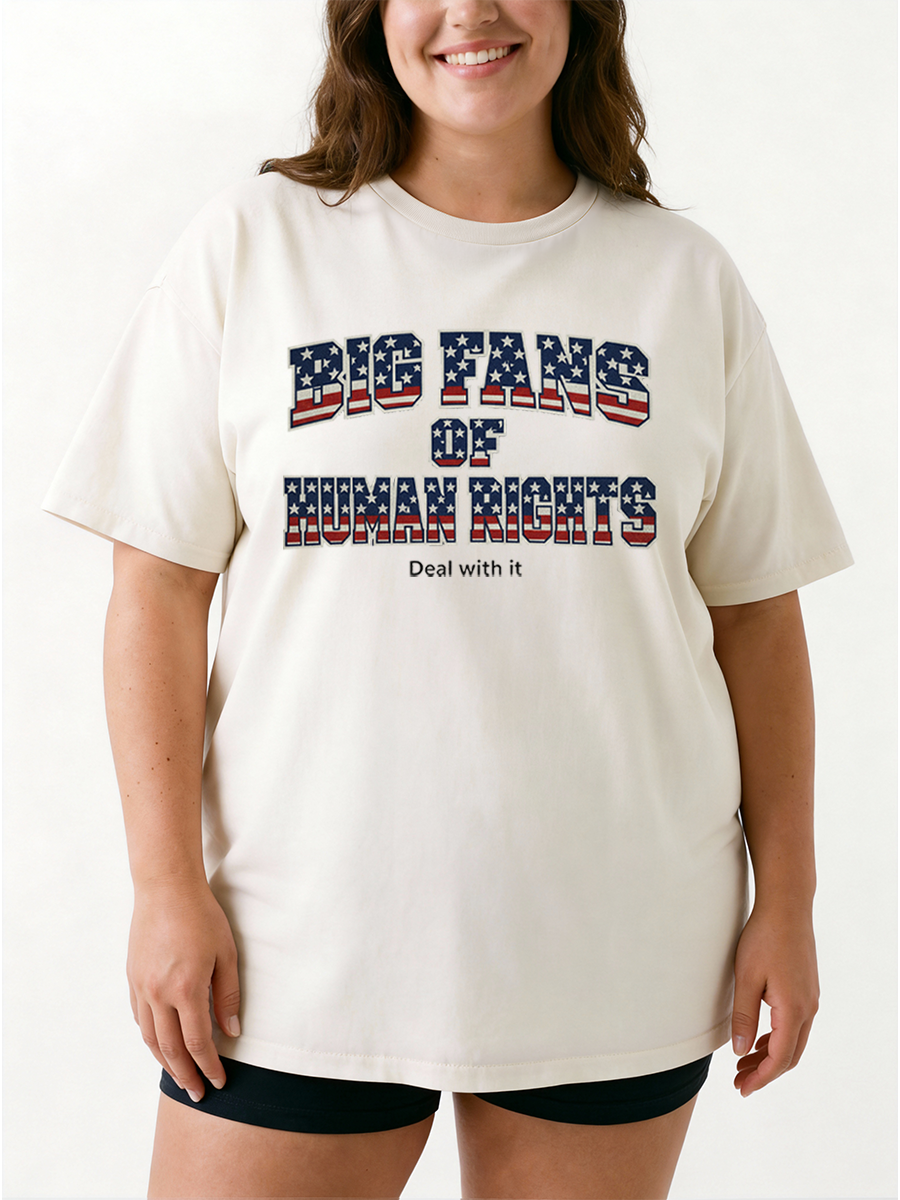 Vintage Big Fans Of Human Rights Oversize Graphic Tee