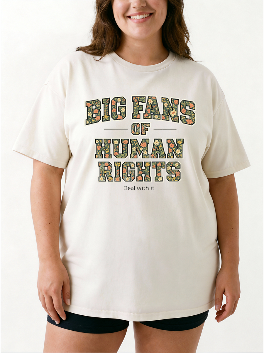 Vintage Big Fans Of Human Rights Oversize Graphic Tee