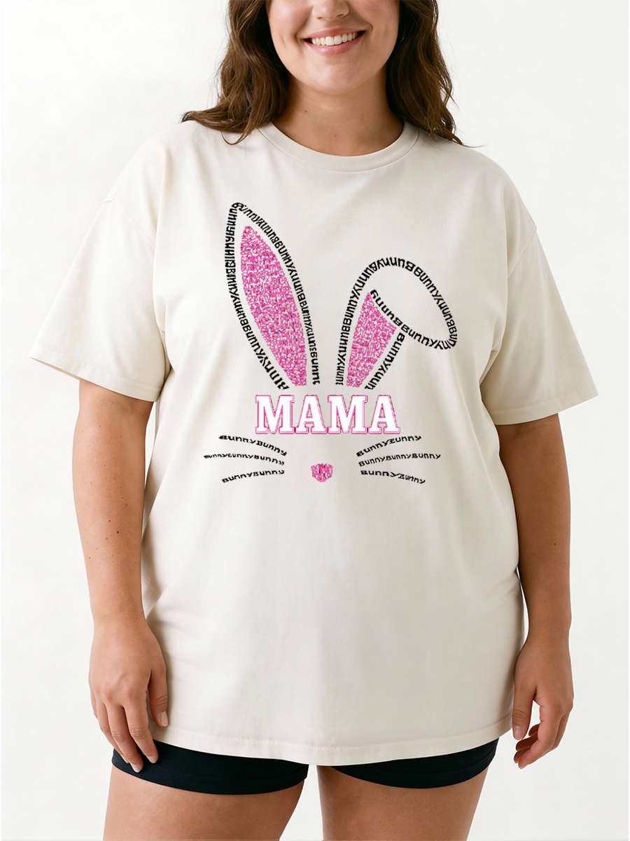 Vintage Mama Bunny Rabbit Oversize Graphic Tee