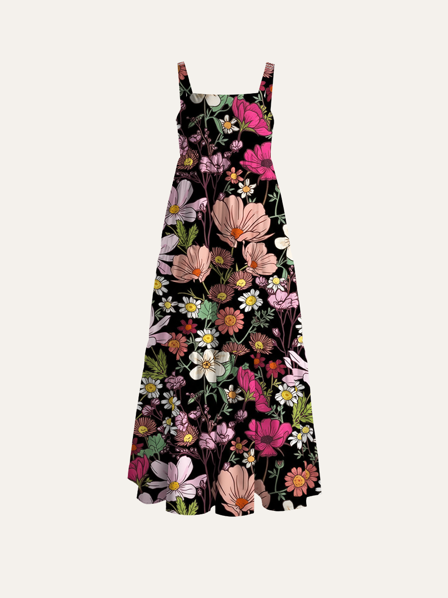 Pastel Wildflower Seamless Adjustable Wide Straps Maxi Dress