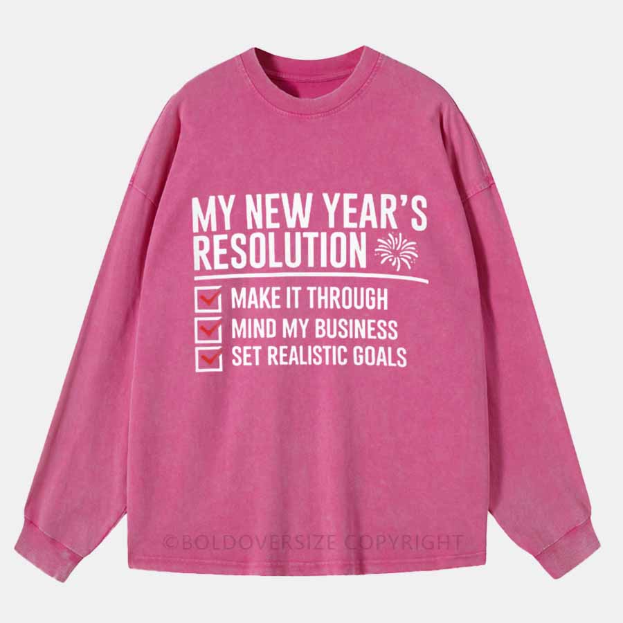 Vintage My New Yeas Washed Long Sleeve Shirt