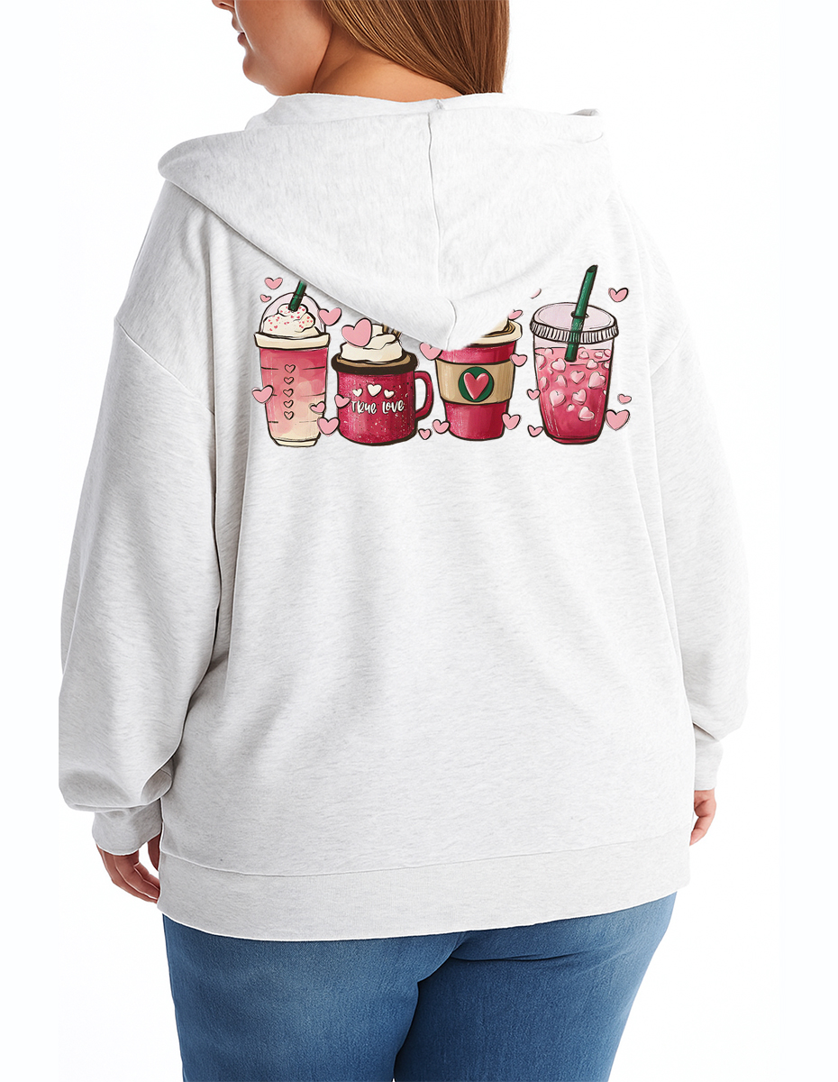Vintage Valentine Coffee Zip Hoodie
