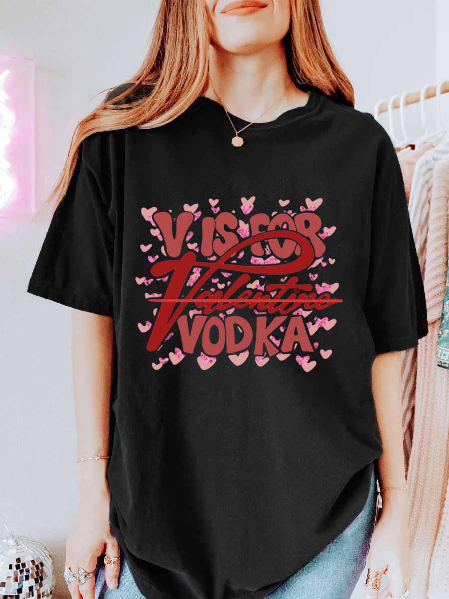 Vintage V Is For Vodka Valentine Oversize Graphic Tee