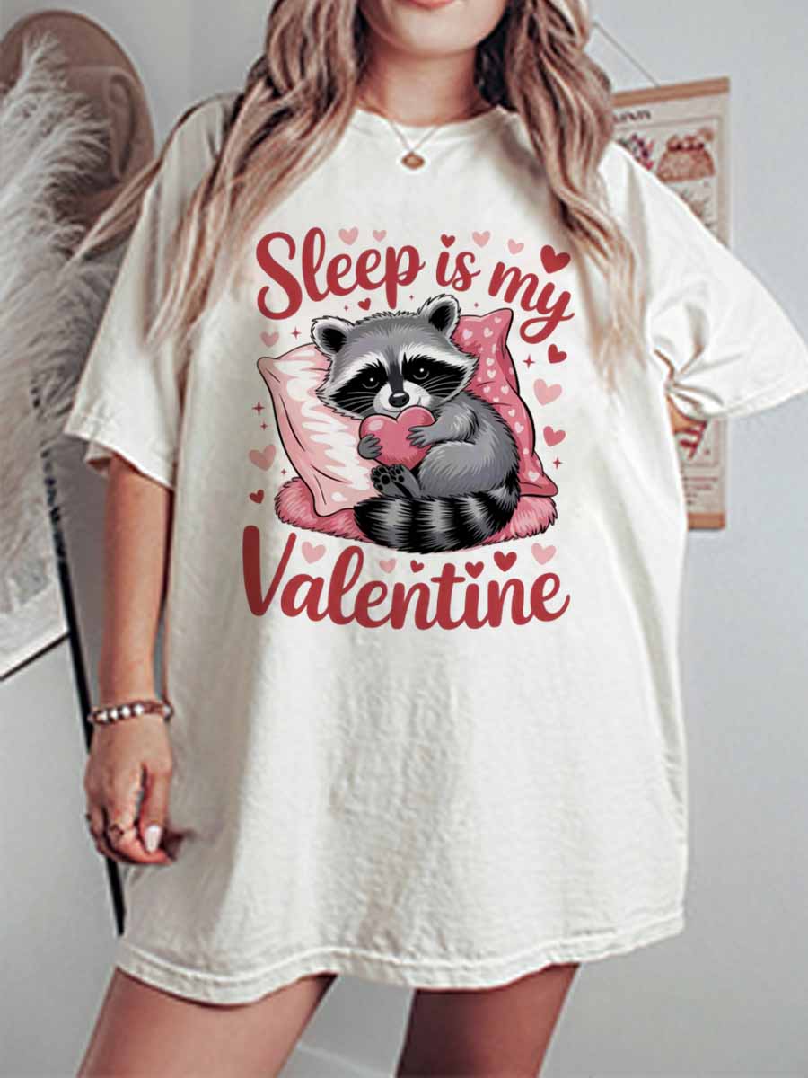 Vintage Sleep Is My Valentine Oversize Graphic Tee