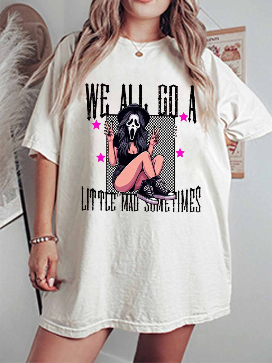 Vintage We All Go A Little Mad Oversize Graphic Tee