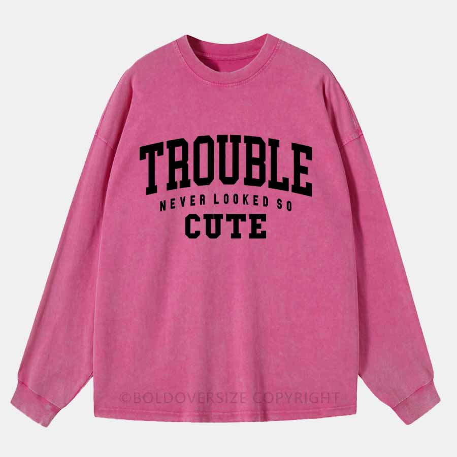Vintage Trouble Never Looked So Cute Washed Long Sleeve Shirt