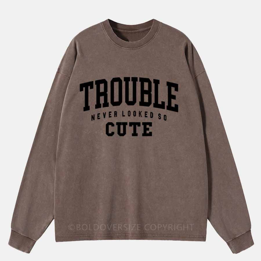 Vintage Trouble Never Looked So Cute Washed Long Sleeve Shirt