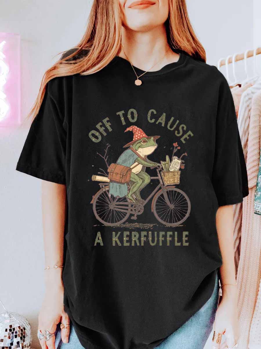 Vintage Off To Cause A Kerfuffle Oversize Graphic Tee