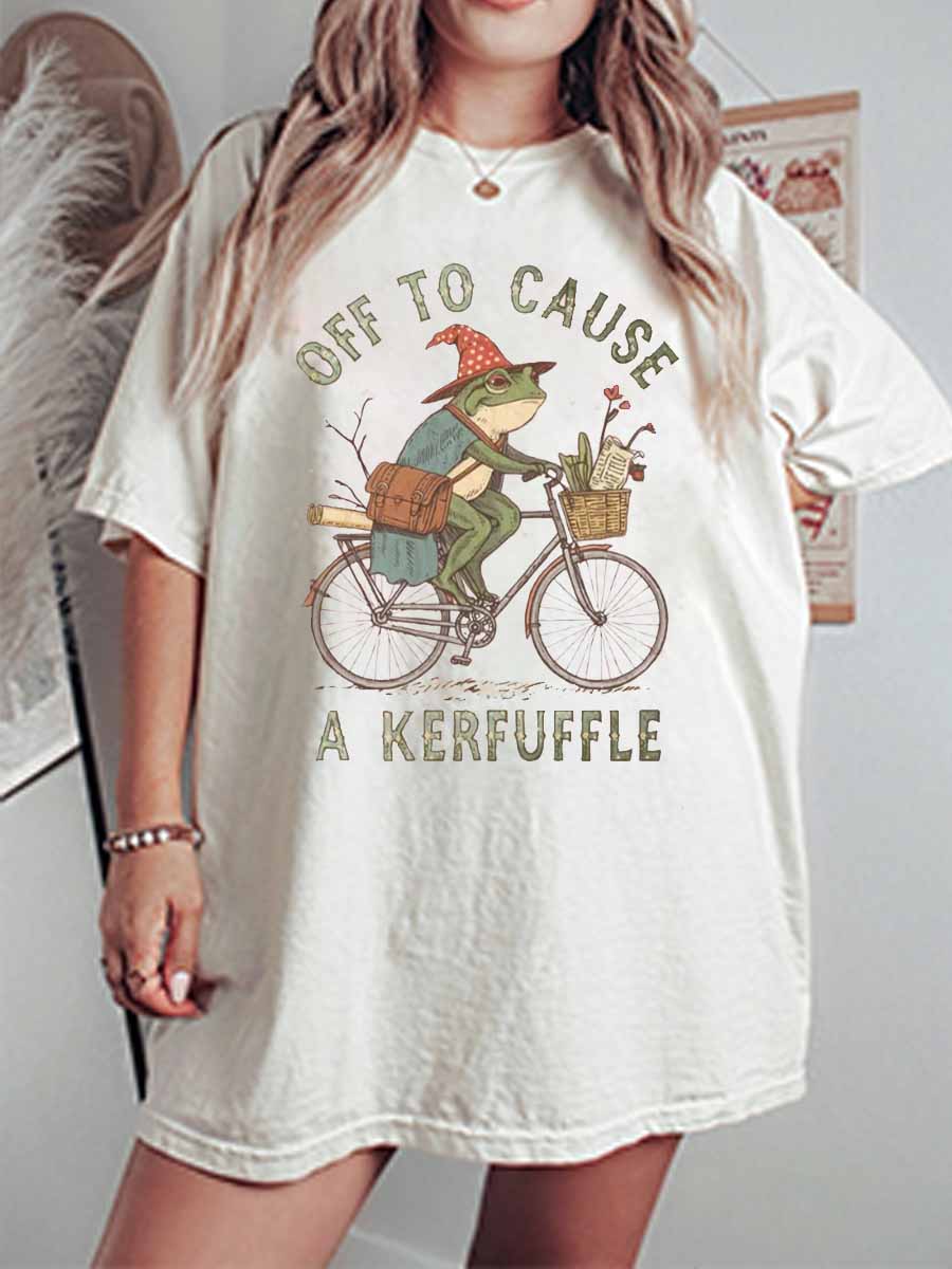 Vintage Off To Cause A Kerfuffle Oversize Graphic Tee
