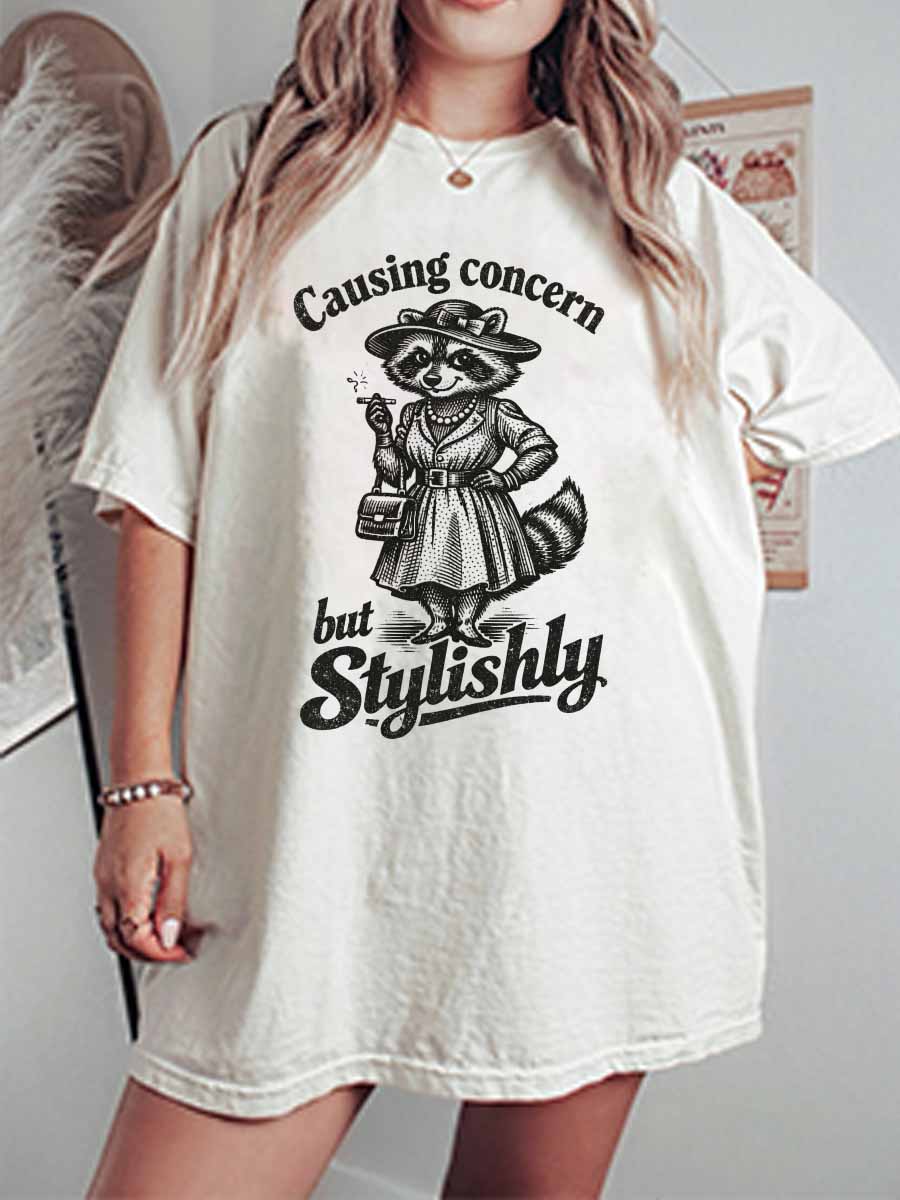 Vintage Causing Concern But Stylishly Oversize Graphic Tee