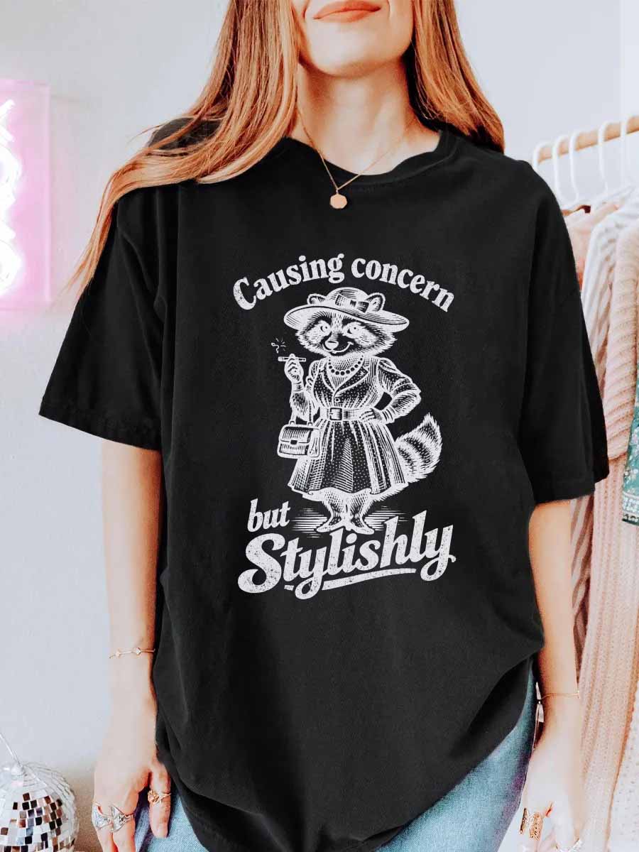 Vintage Causing Concern But Stylishly Oversize Graphic Tee