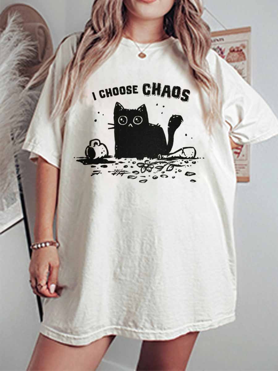 Vintage I Choose Chaos Oversize Graphic Tee