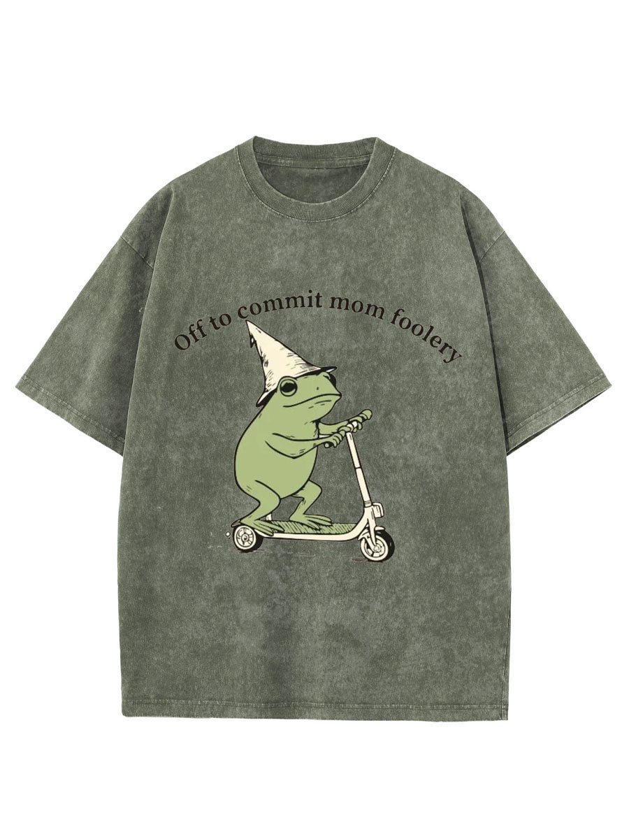 Vintage Off To Commit Mom Foolery Oversize Washed T-Shirt