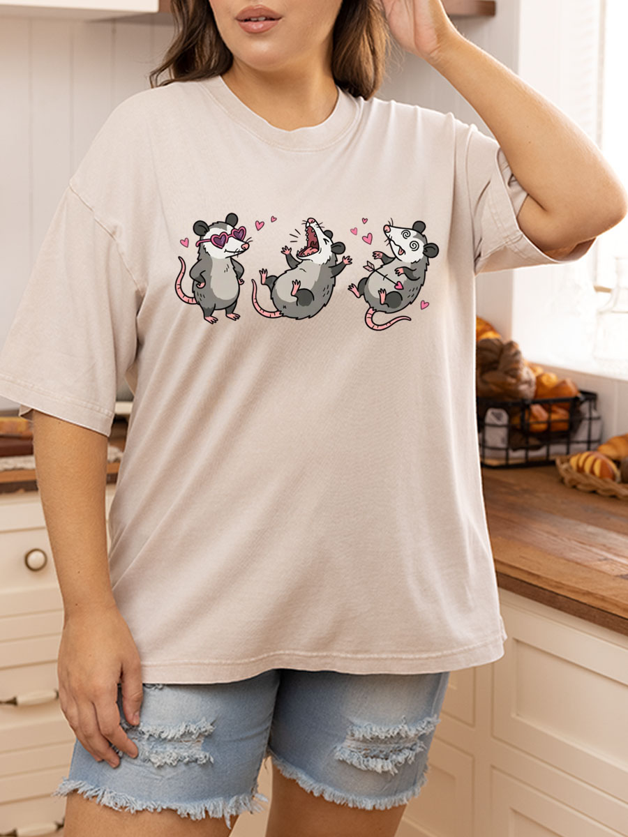 Vintage Opossum Lover Oversize Washed T-Shirt