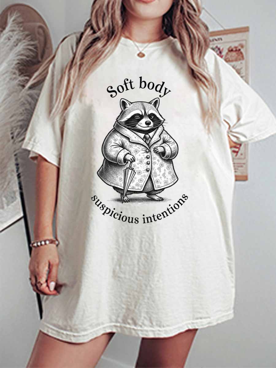 Vintage Soft Body, Suspicious Intentions Oversize Graphic Tee