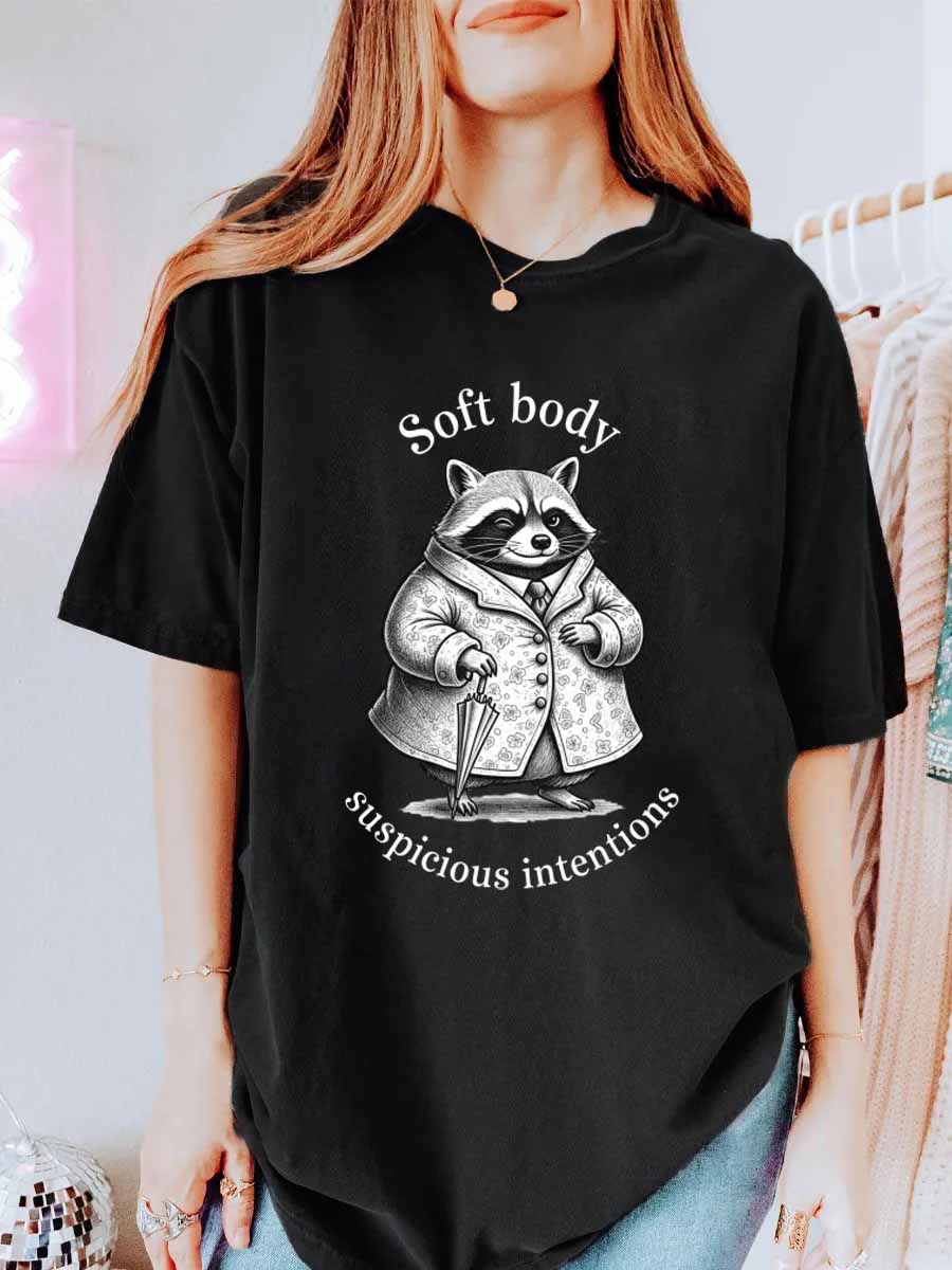 Vintage Soft Body, Suspicious Intentions Oversize Graphic Tee