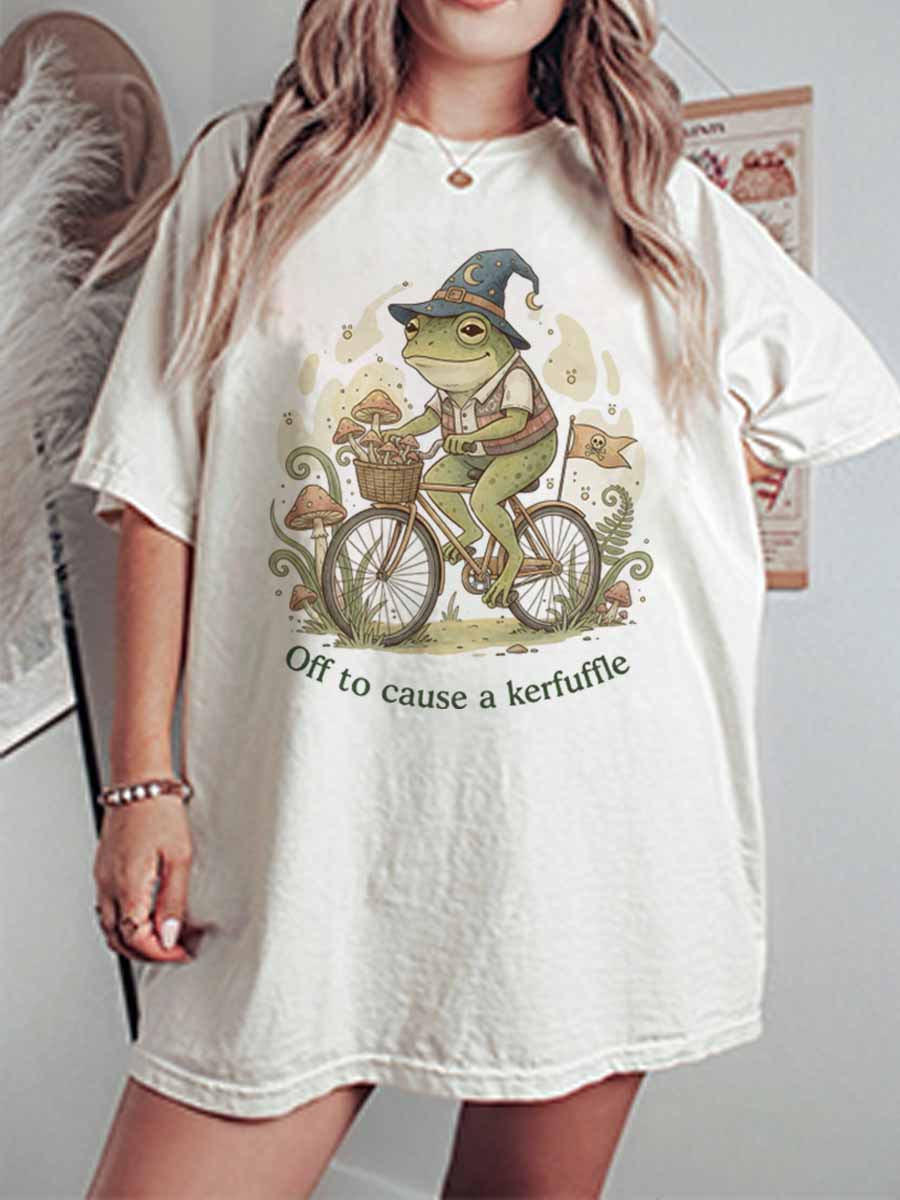 Vintage Off To Cause A Kerfuffle Oversize Graphic Tee