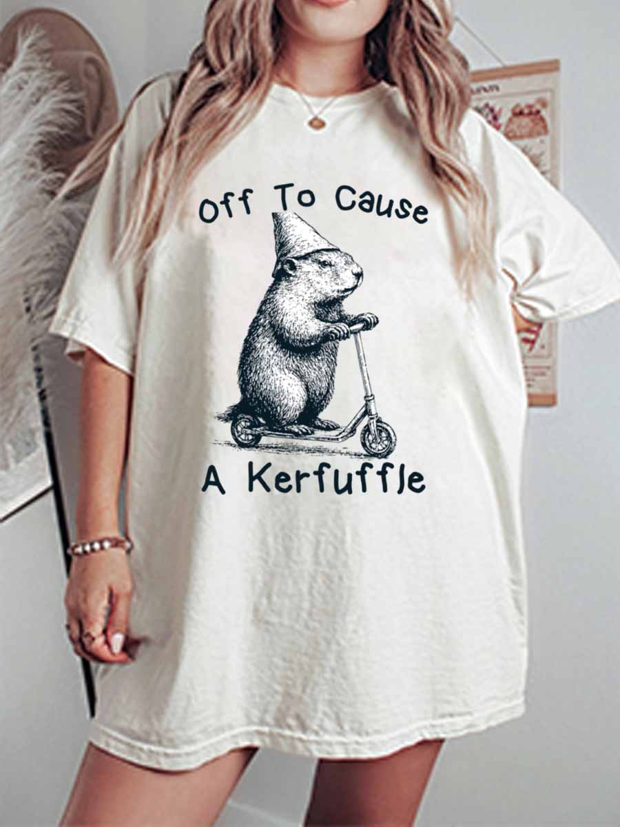 Vintage Off To Cause A Kerfuffle Oversize Graphic Tee