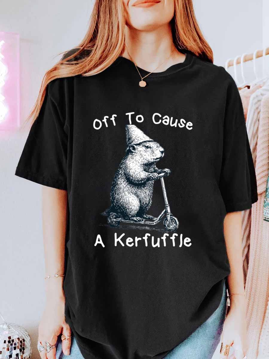 Vintage Off To Cause A Kerfuffle Oversize Graphic Tee