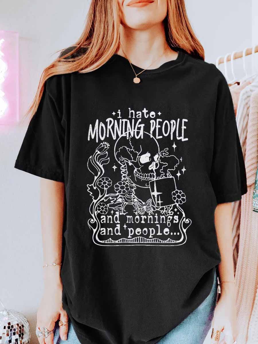 Vintage I Hate Morning People Oversize Graphic Tee