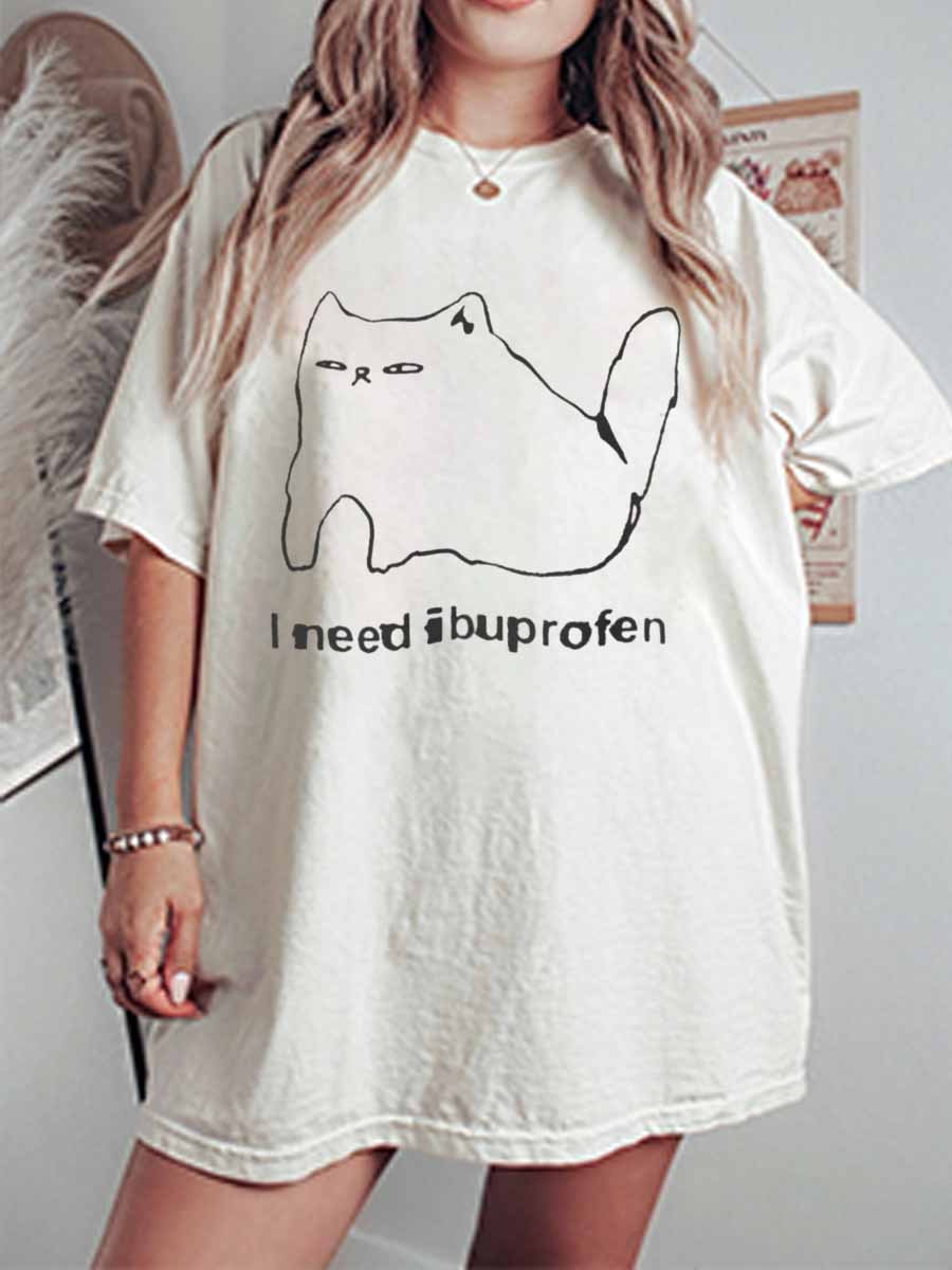 Vintage I Need Ibuprofen Oversize Graphic Tee