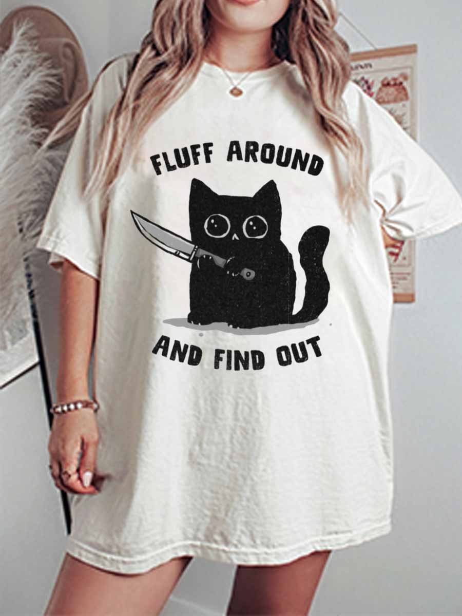 Vintage Fluff Around And Find Out Oversize Graphic Tee