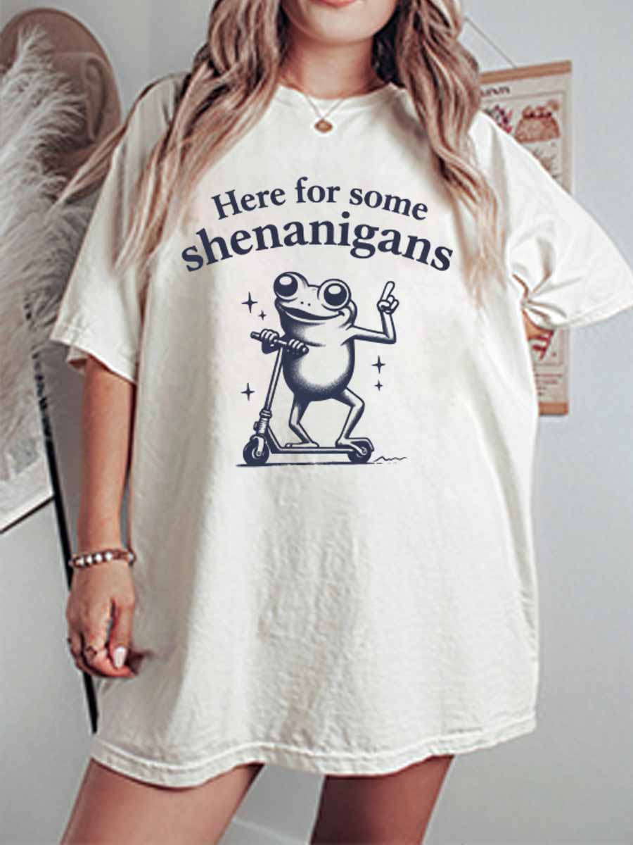 Vintage Here For Some Shenanigans Oversize Graphic Tee