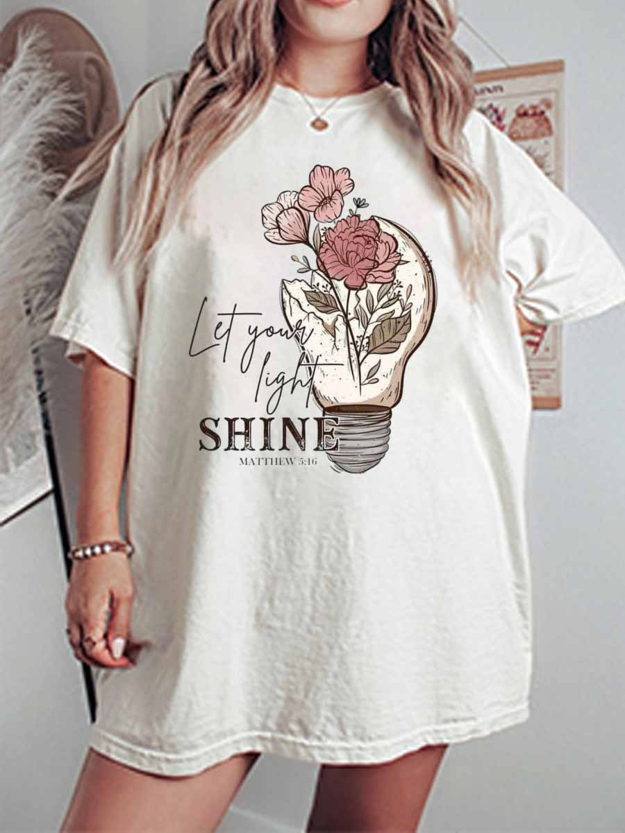 Vintage Let Your Light Oversize Graphic Tee