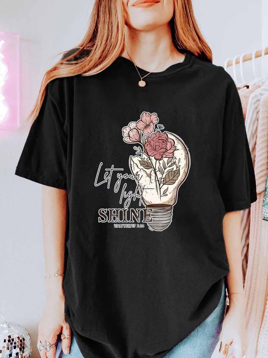 Vintage Let Your Light Oversize Graphic Tee