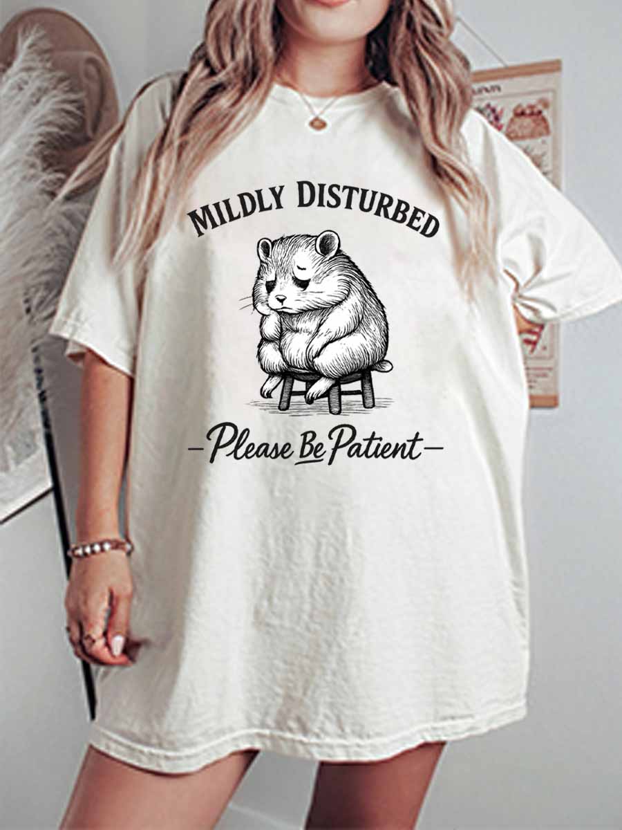 Vintage Mildly Disturbed – Please Be Patient Oversize Graphic Tee