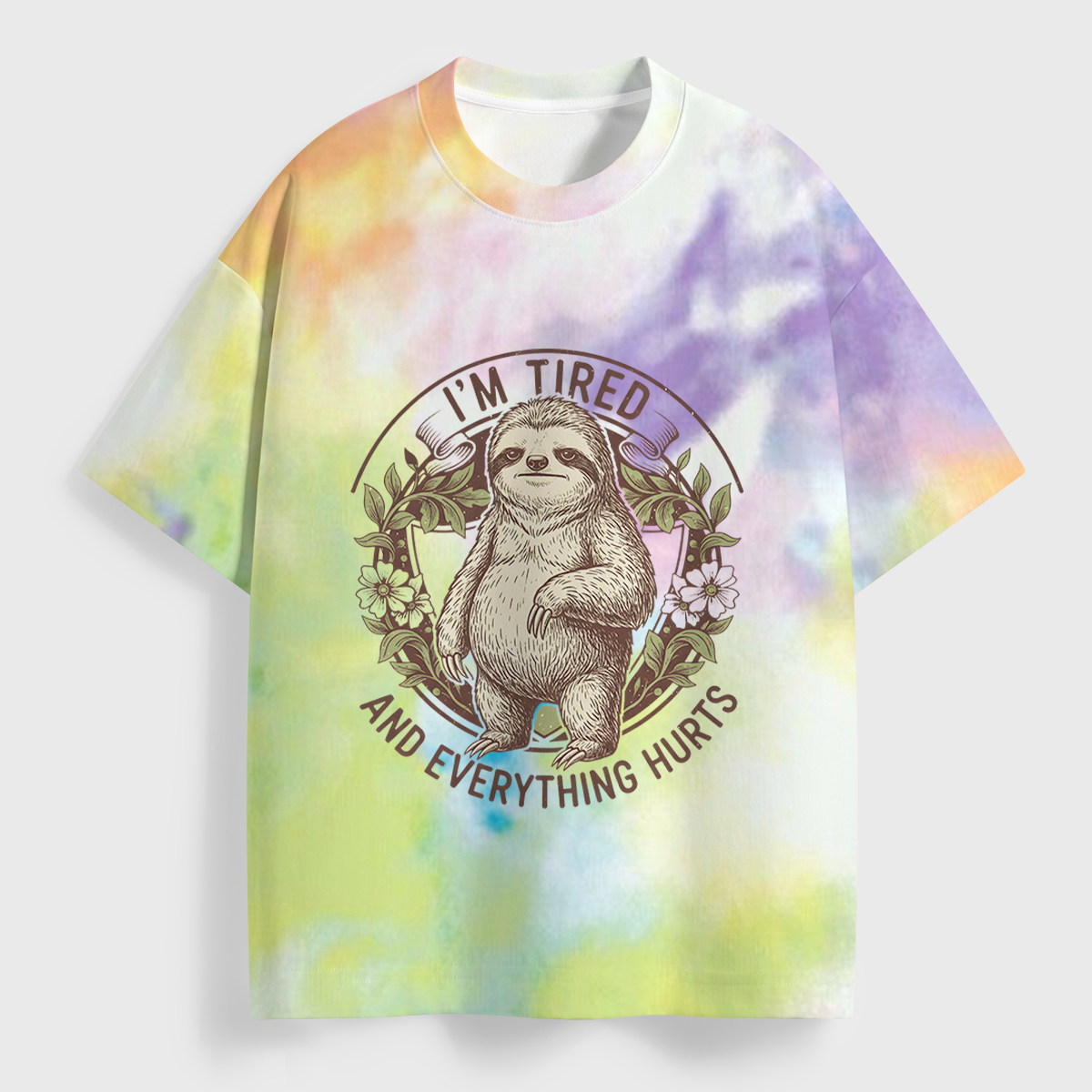 Vintage I’m Tired And Everything Hurts All Over Print T-Shirt
