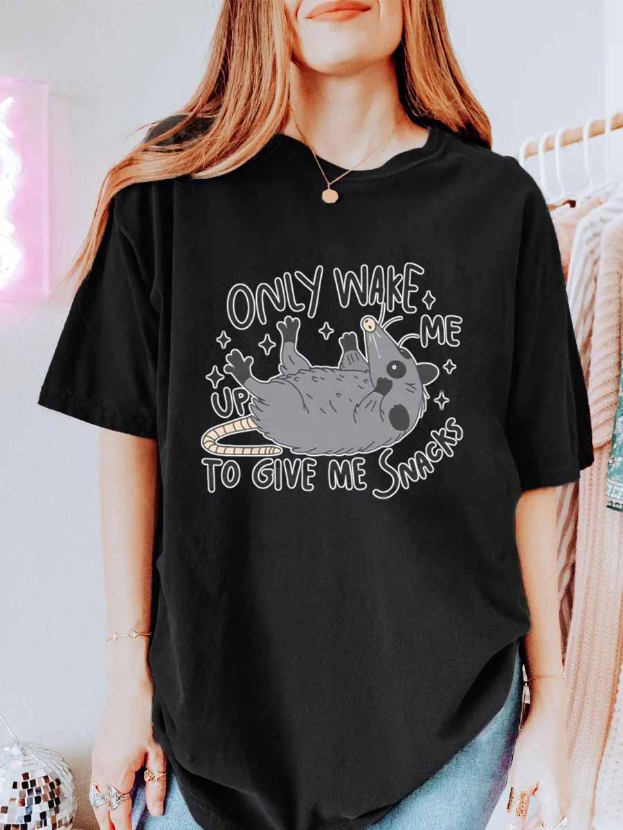 Vintage Only Wake Me Up To Give Me Snacks Oversize Graphic Tee