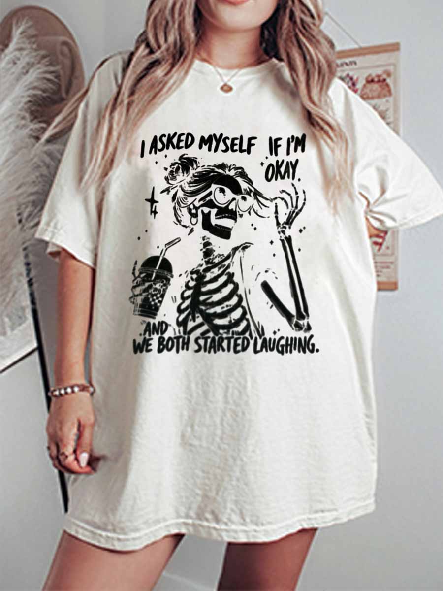 Vintage I Asked Myself Oversize Graphic Tee