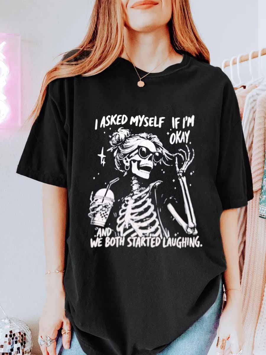 Vintage I Asked Myself Oversize Graphic Tee