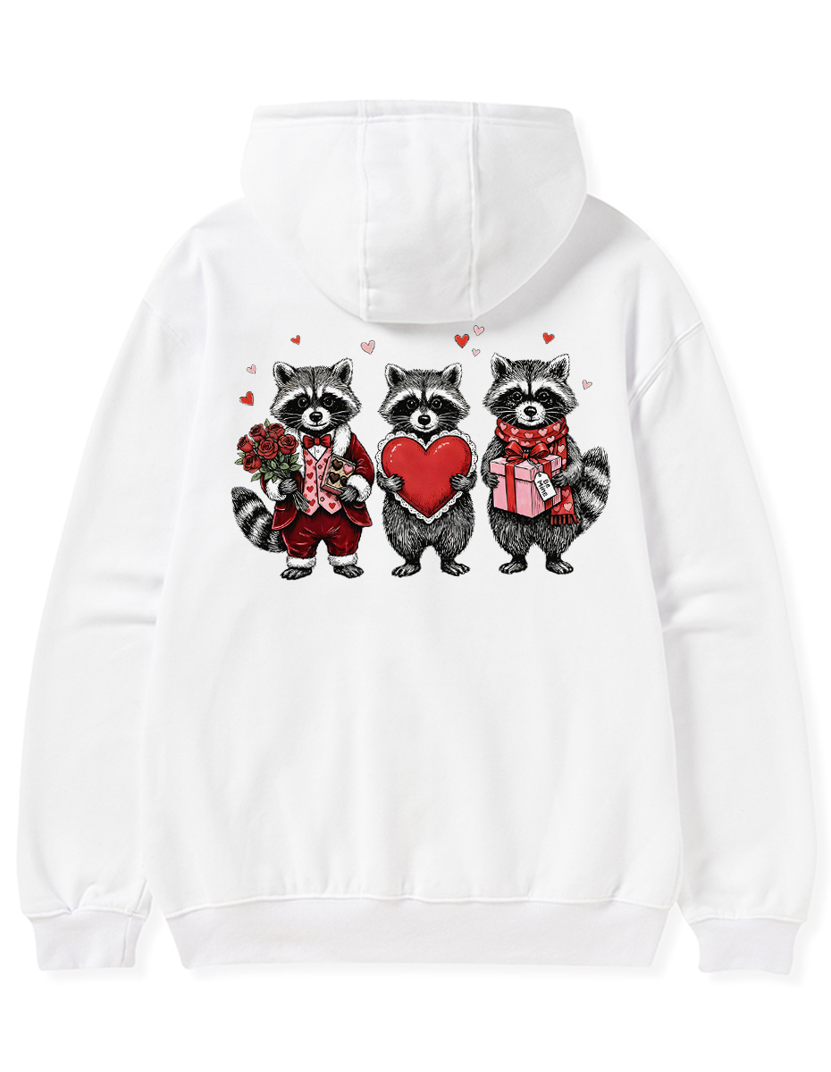 Vintage Valentines Raccoon Zip Hoodie