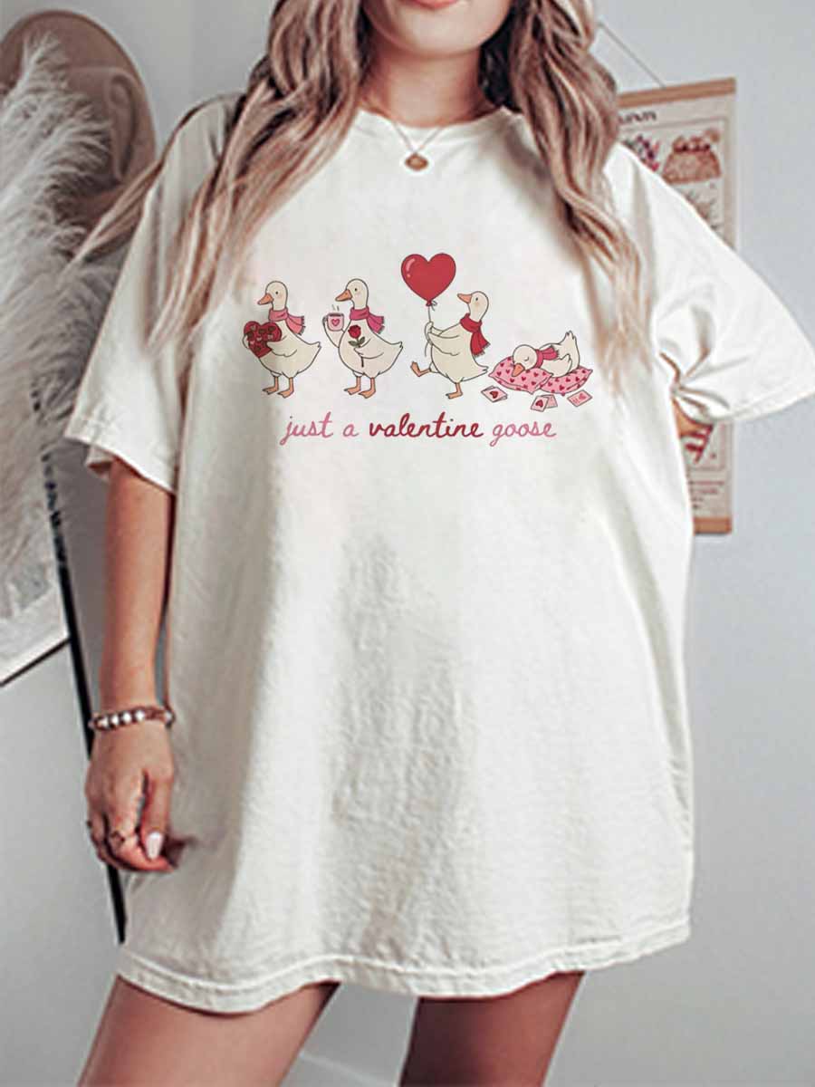 Vintage Valentine Goose Oversize Graphic Tee