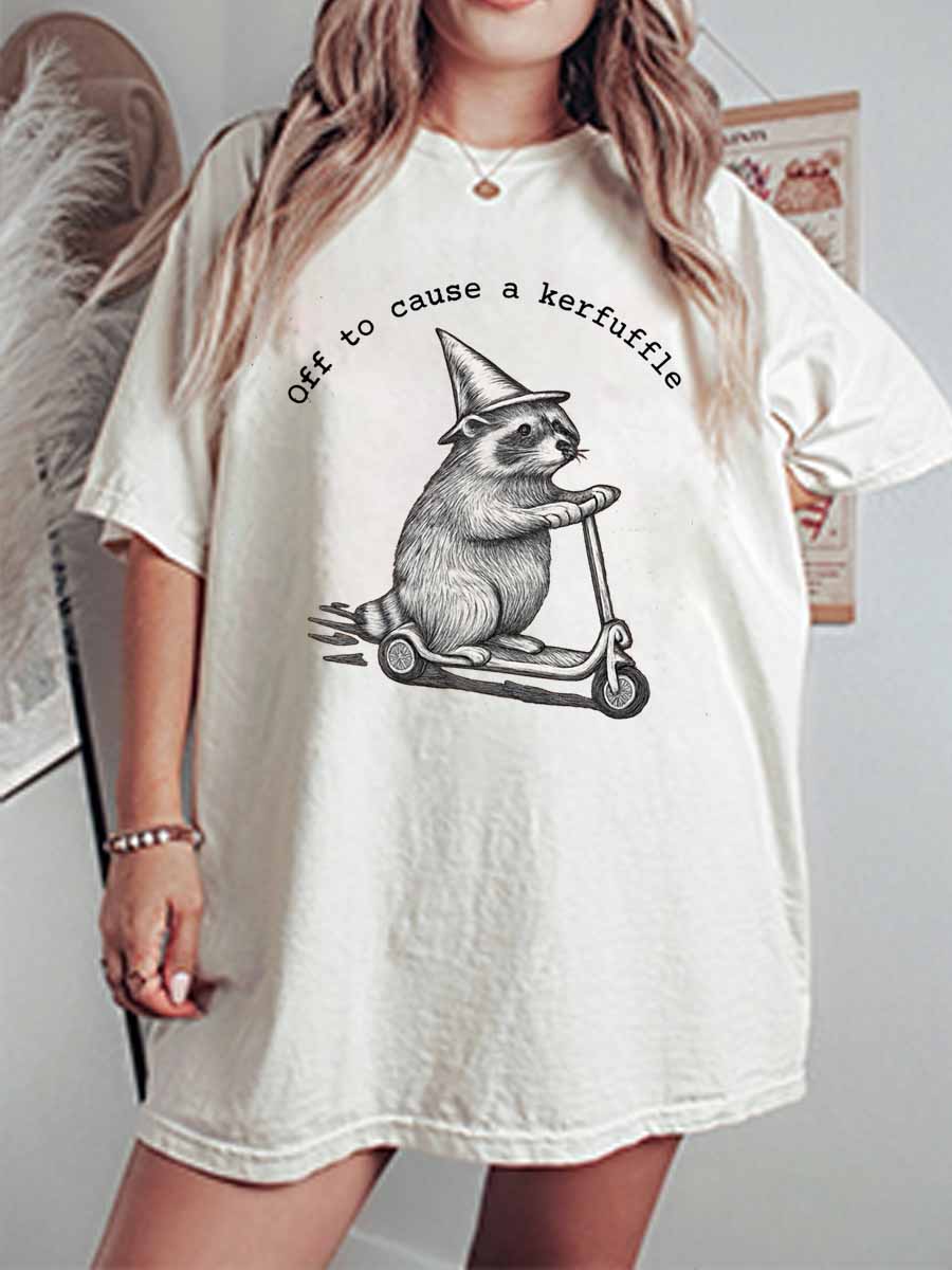 Vintage Off To Cause A Kerfuffle Oversize Graphic Tee