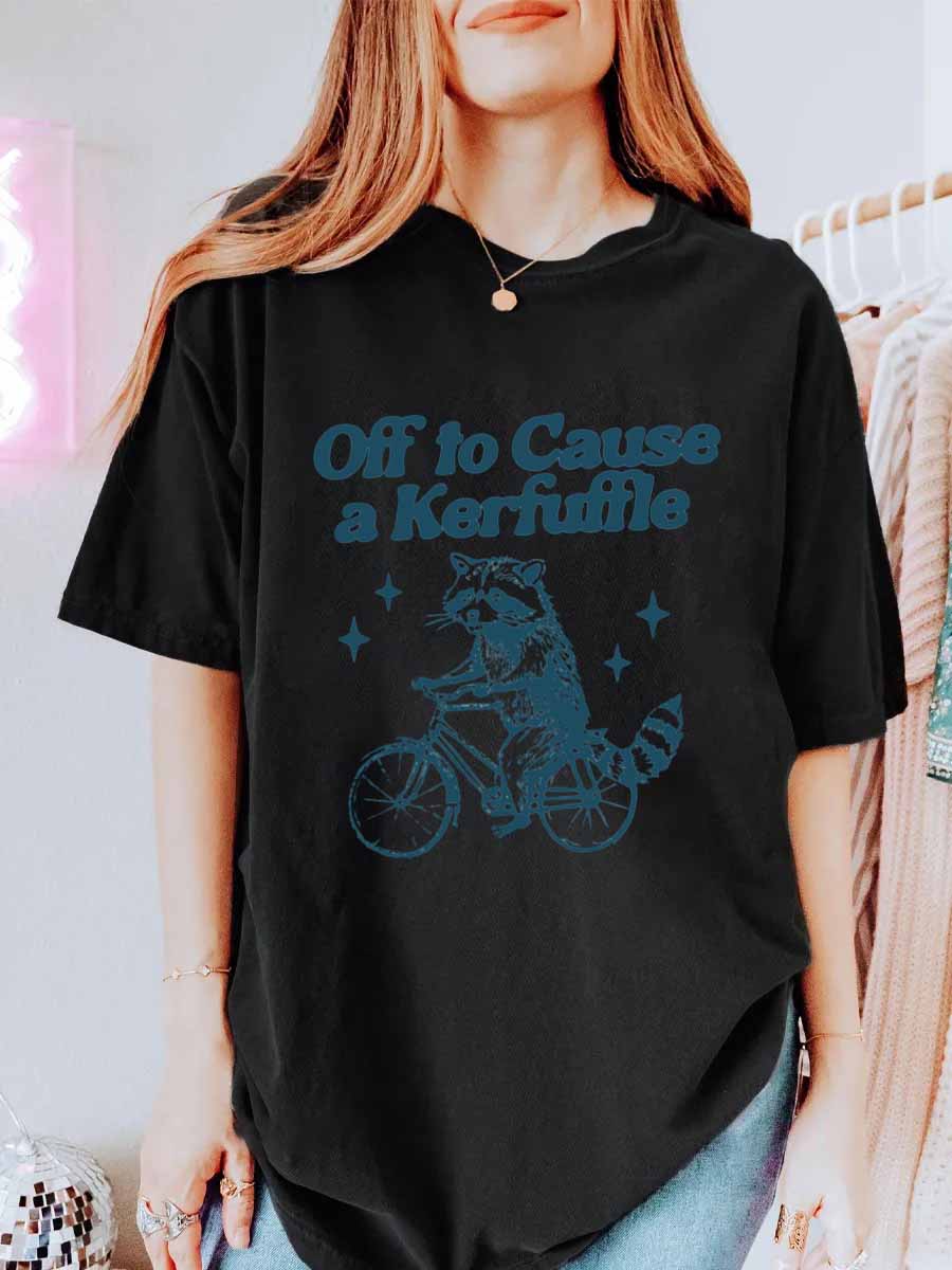Vintage Off To Cause A Kerfuffle Oversize Graphic Tee