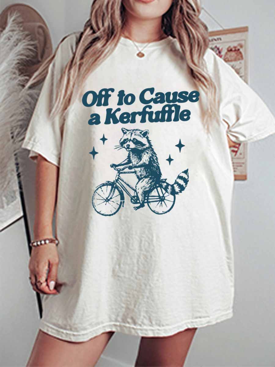 Vintage Off To Cause A Kerfuffle Oversize Graphic Tee