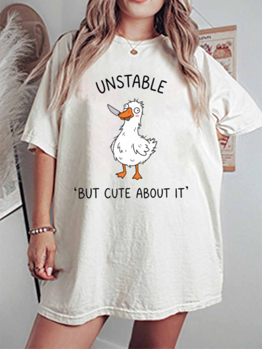 Vintage Unstable But Cute Oversize Graphic Tee