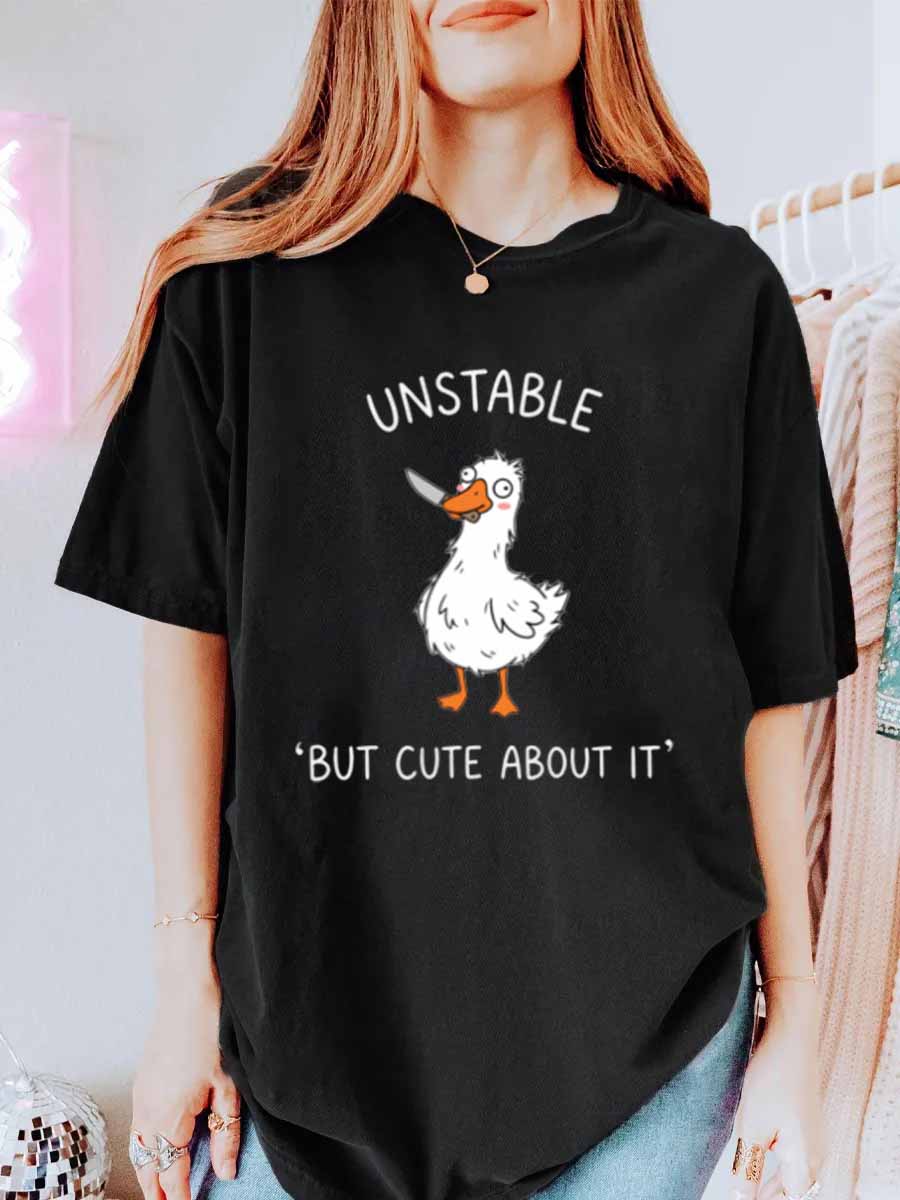 Vintage Unstable But Cute Oversize Graphic Tee