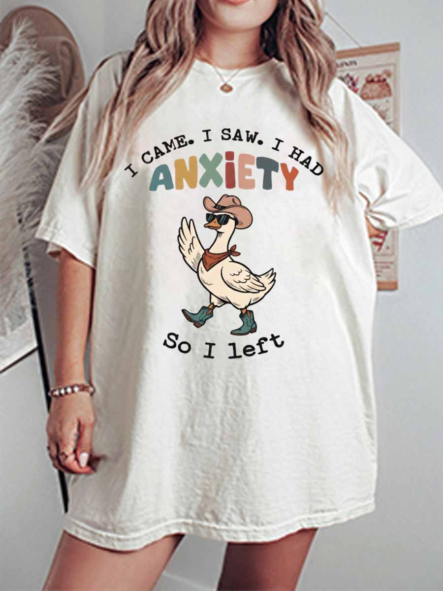 Vintage I Came. I Saw. I Had Anxiety So I Left Oversize Graphic Tee