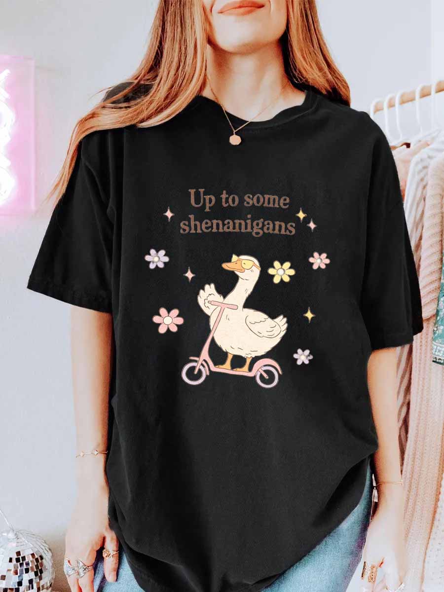 Vintage Up To Some Shenanigans Oversize Graphic Tee