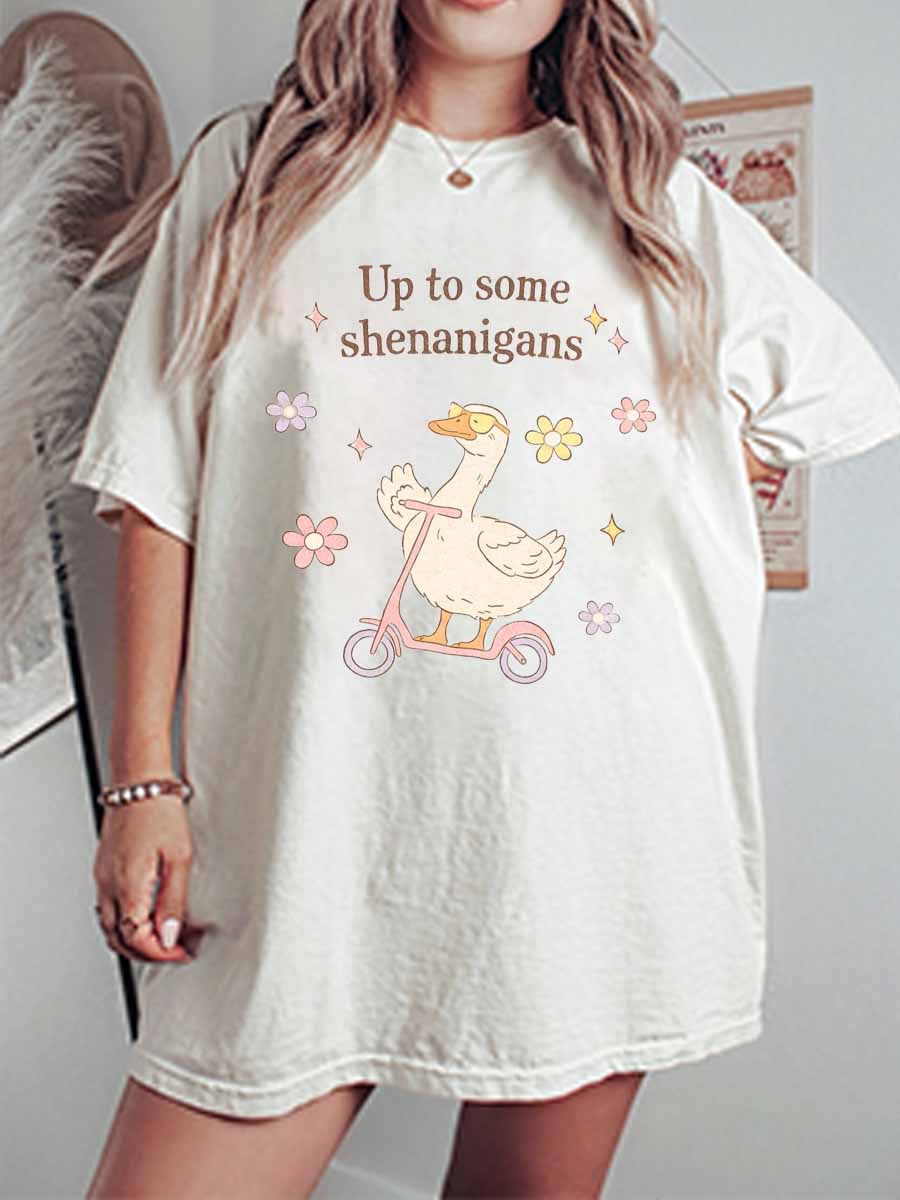 Vintage Up To Some Shenanigans Oversize Graphic Tee