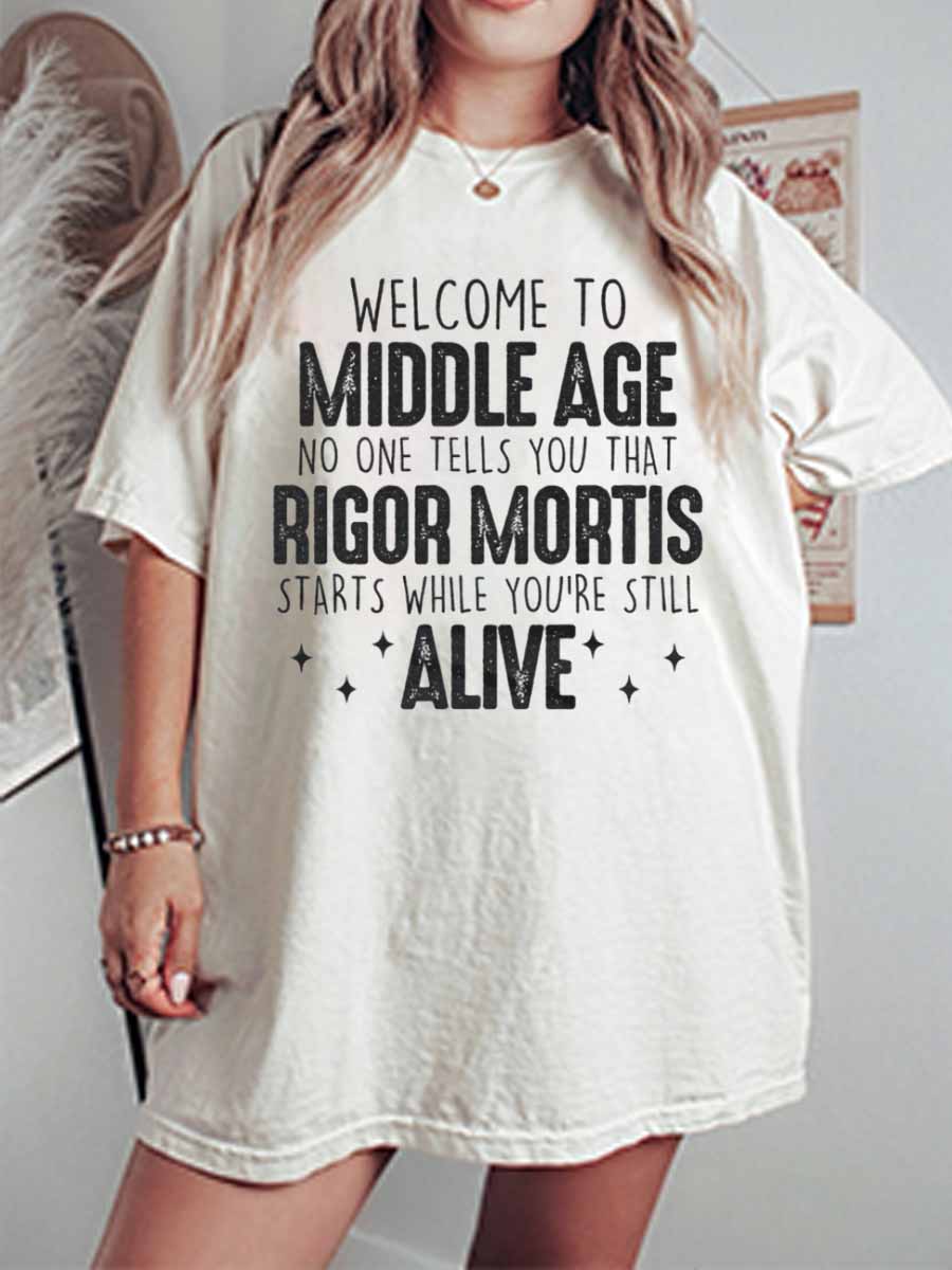 Vintage Welcome To Middle Age Oversize Graphic Tee